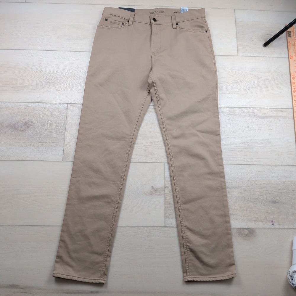 NEW Banana Republic Mens Slim Traveler Jeans Pants Khaki 32x32 Stretch Denim